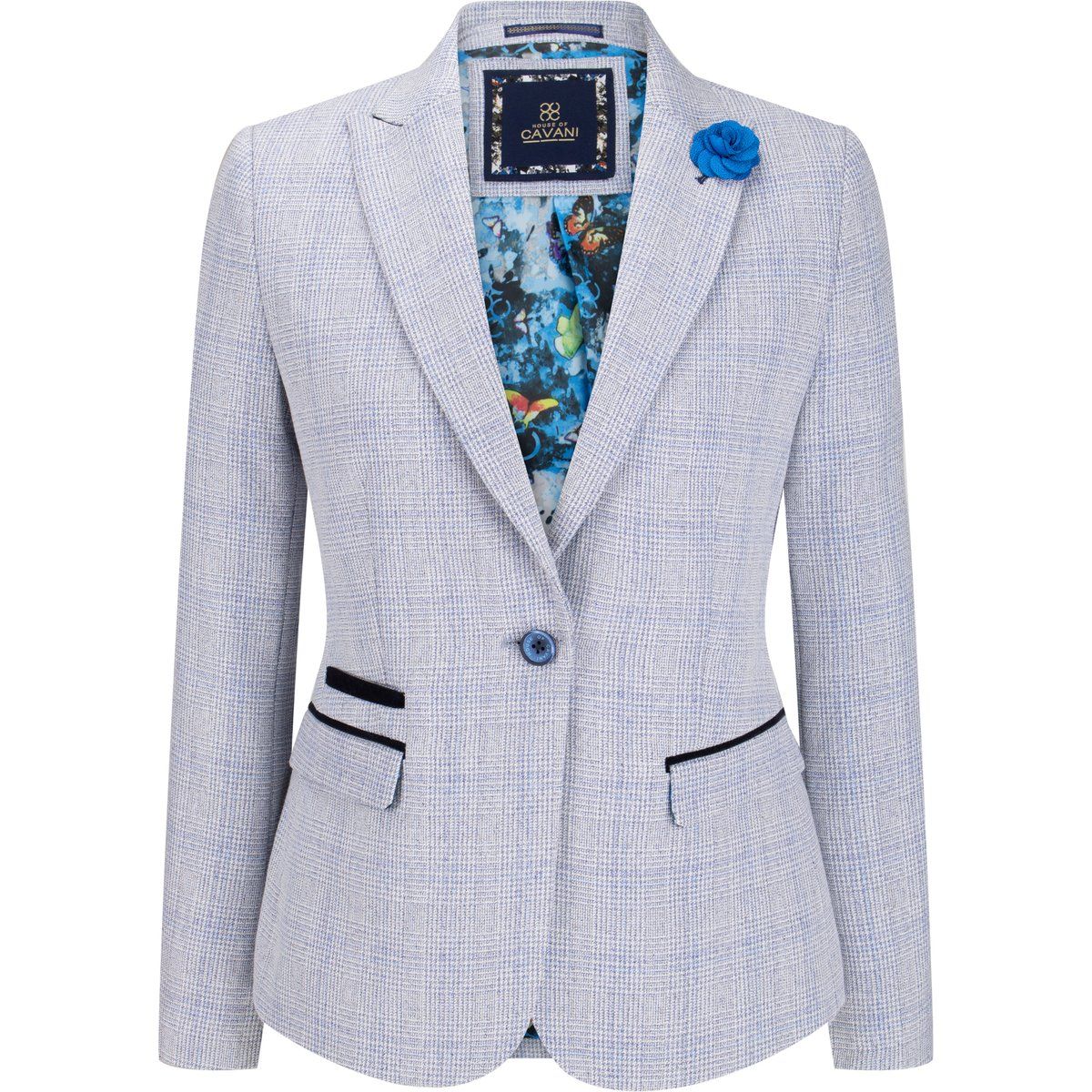 Vintage-inspirierter Tweed-Blazer mit Kontrastbesatz