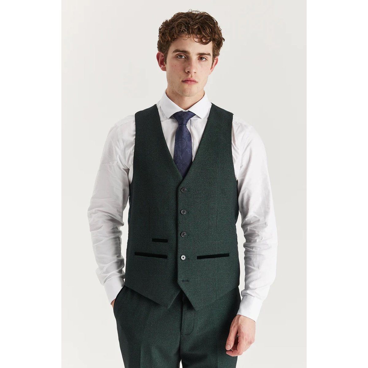 Grüne Herrenweste im Prince-of-Wales-Stil