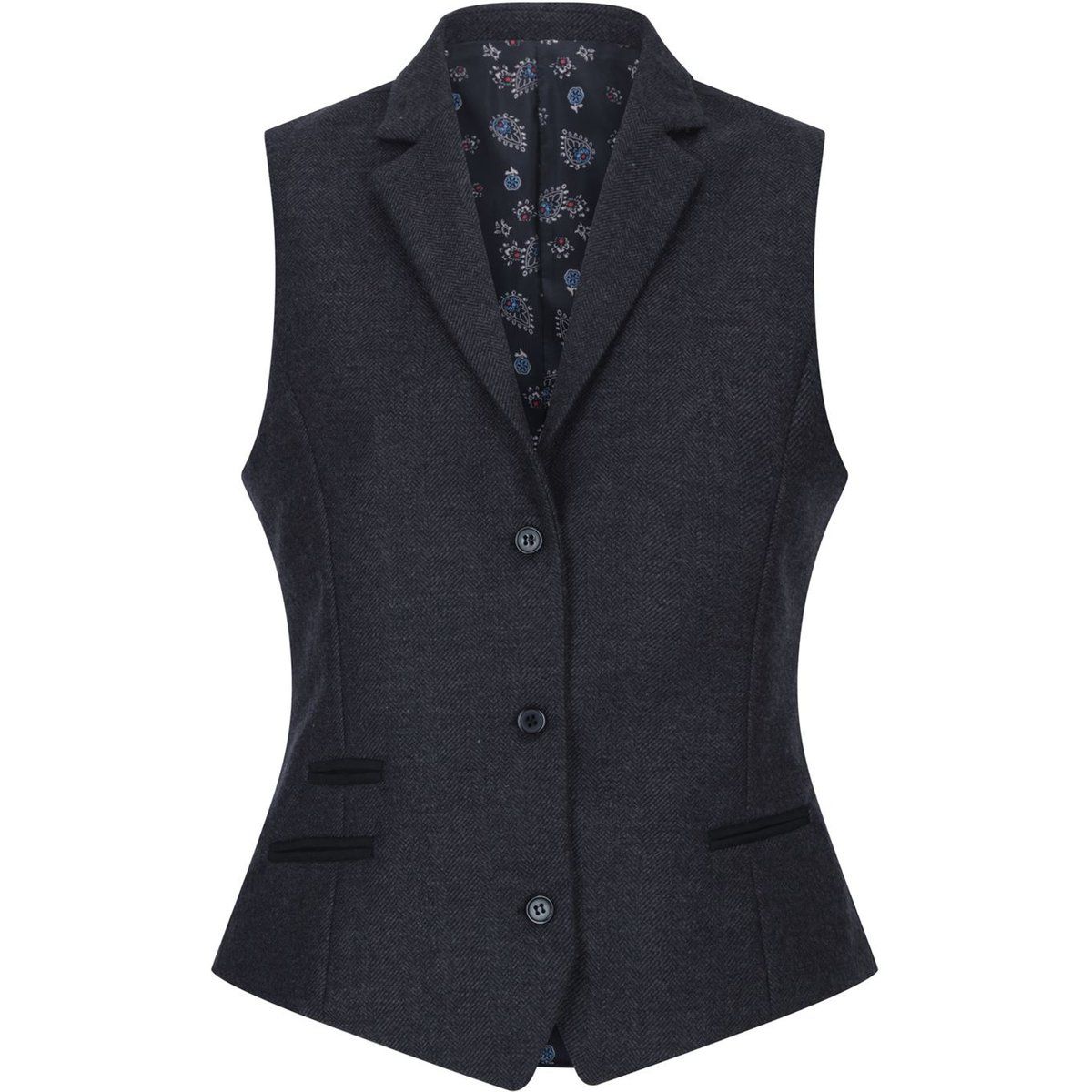 Klassische Tweed-Weste mit Fischgrätenmuster