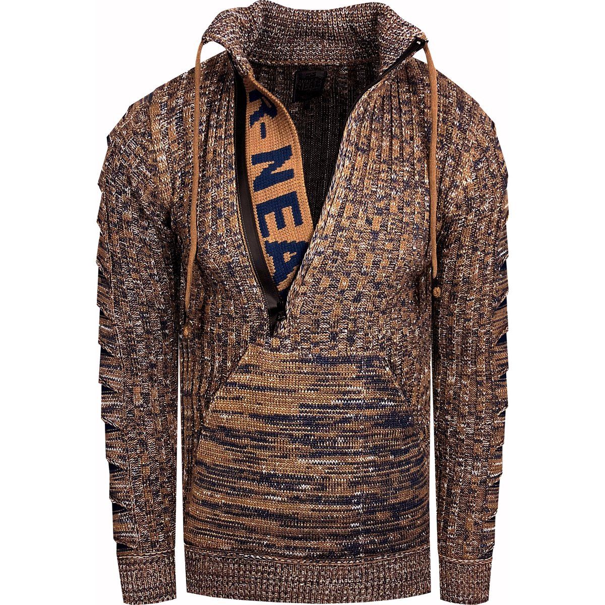 Strukturierter Strick Halb-Zip Pullover