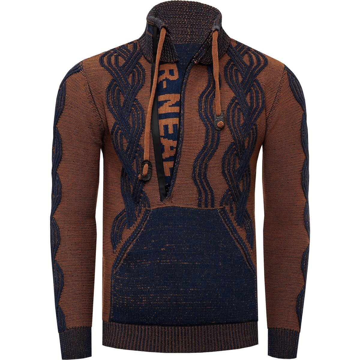 Kontrast Design Halb-Zip Pullover