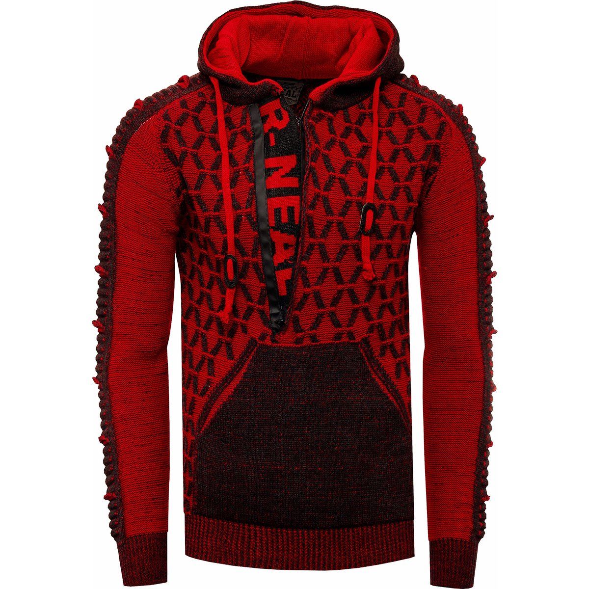 Strukturierter Strick Half-Zip Hoodie