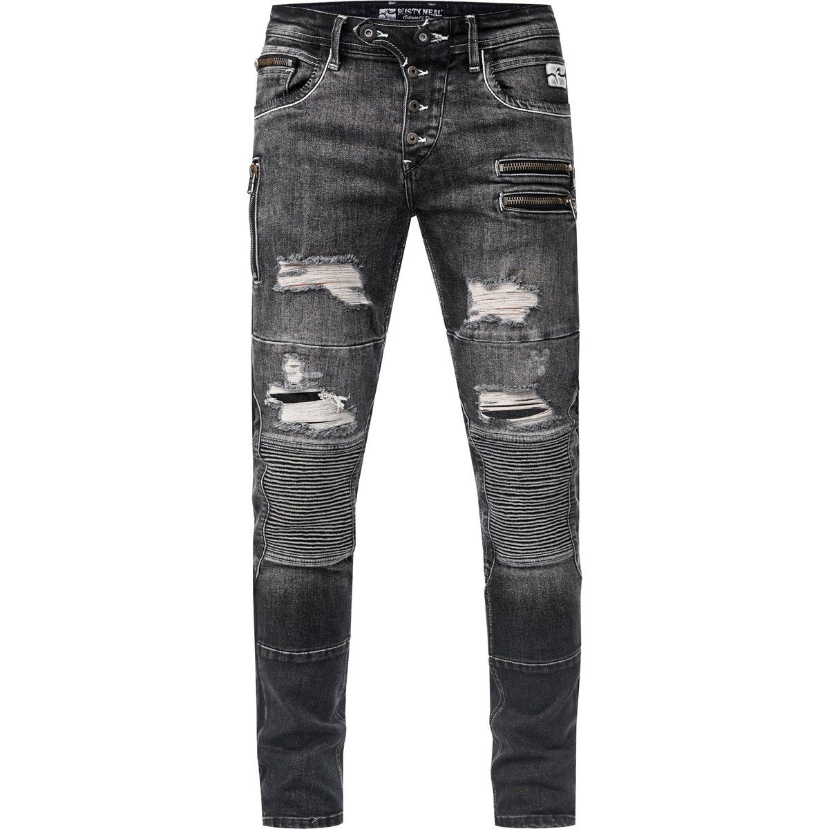 Destroyed Biker-Jeans im Slim-Fit