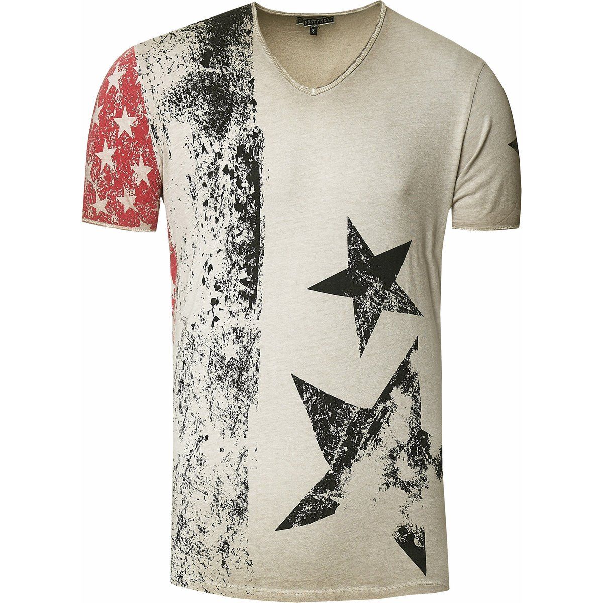 Distressed T-Shirt mit Sterne und Streifen Grafik