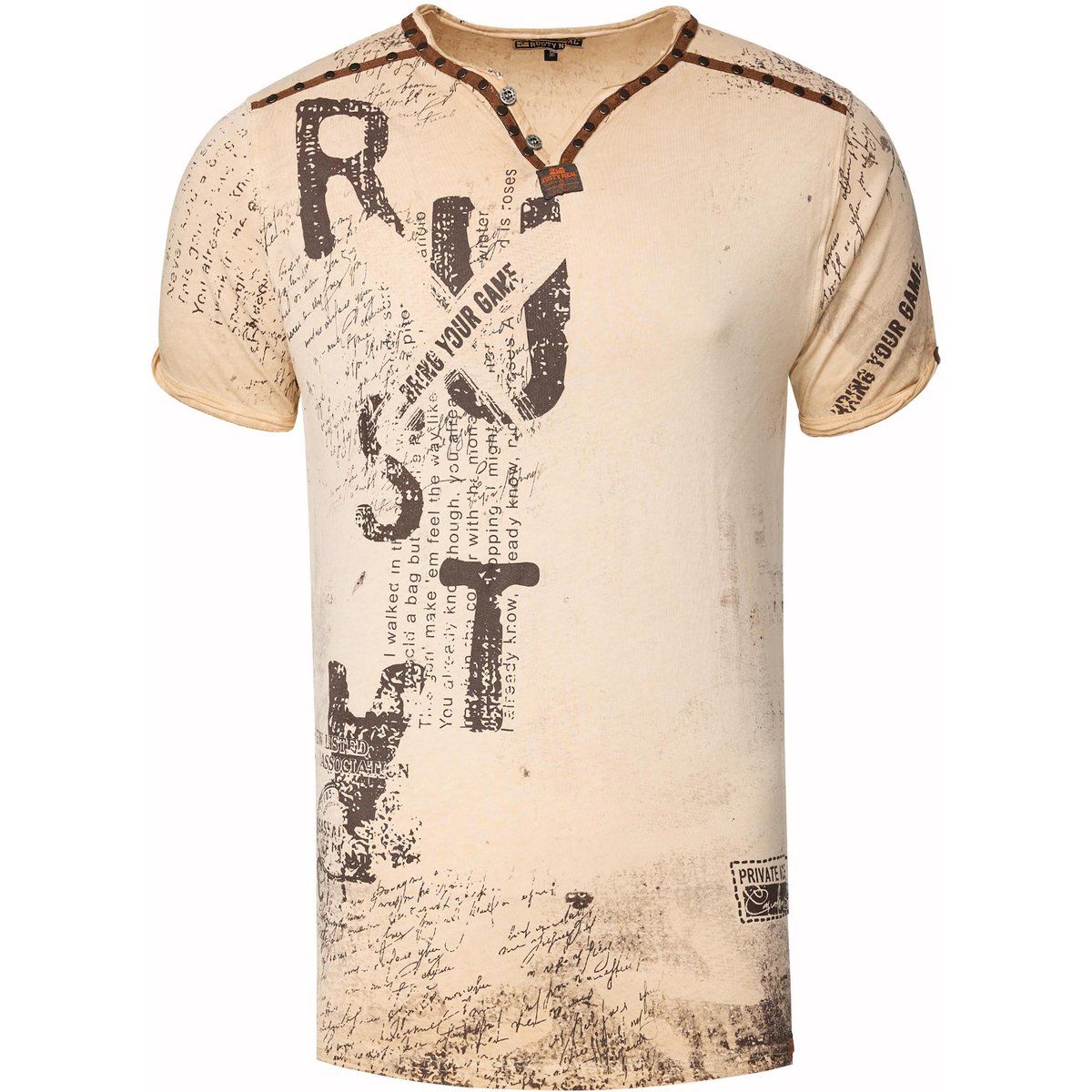 Herren V-Ausschnitt T-Shirt mit Grafikdruck