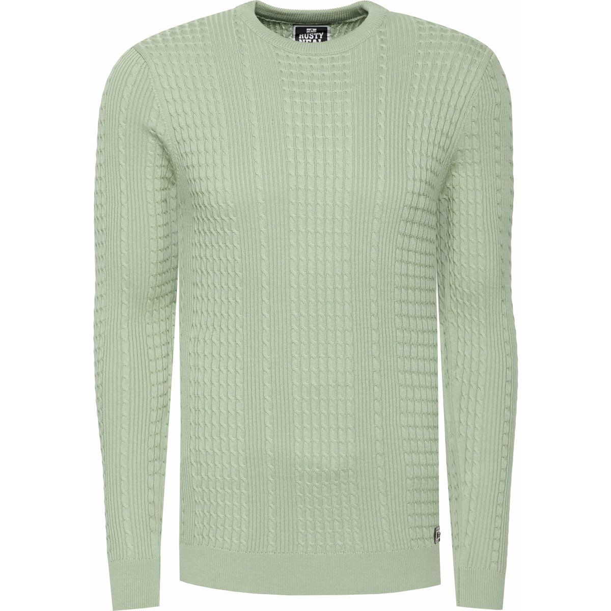 Herren Slim Fit Zopfmuster Strickpullover