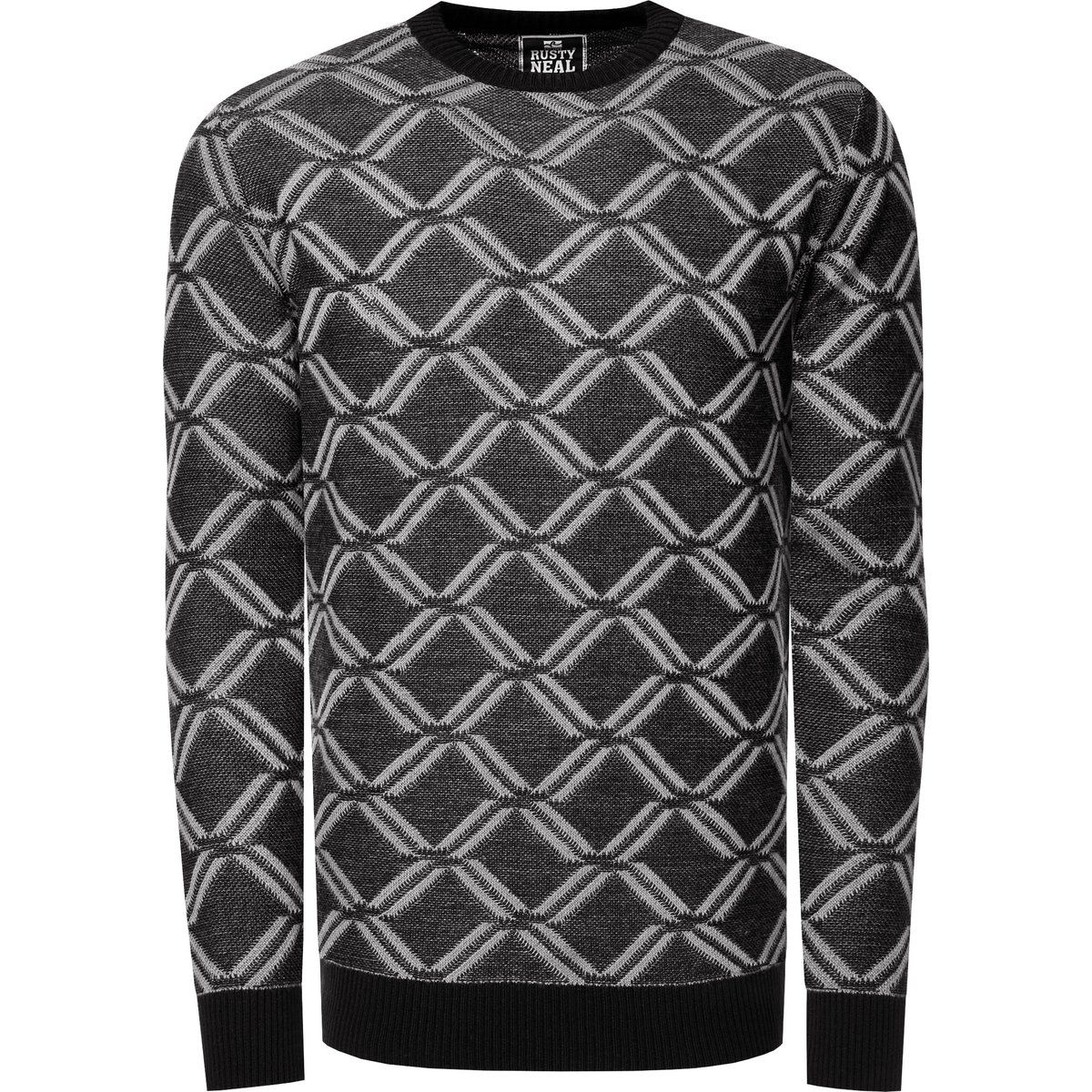 Geometrischer Strickpullover mit Rundhalsausschnitt