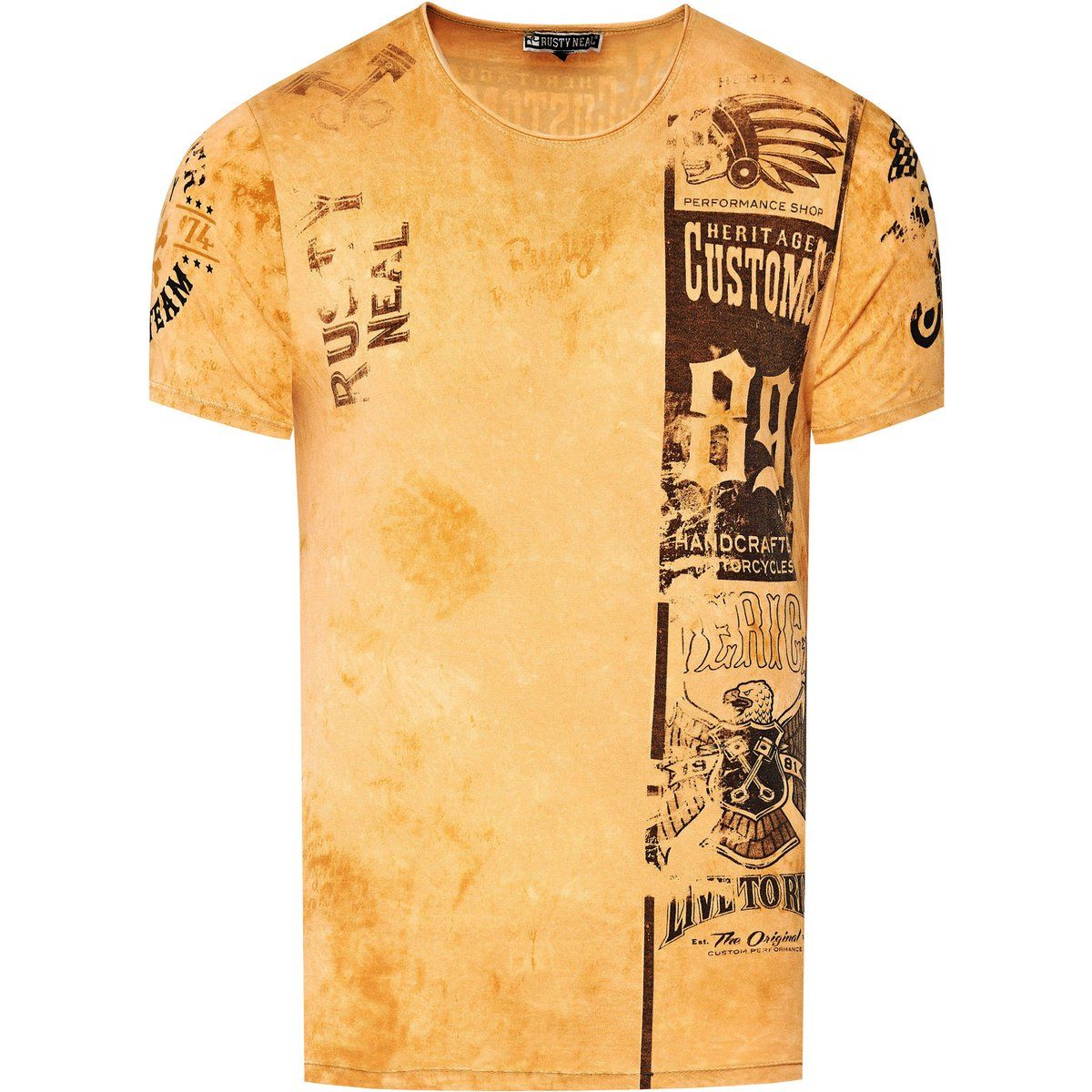 T-Shirt mit Grafikprint und Biker-Waschung