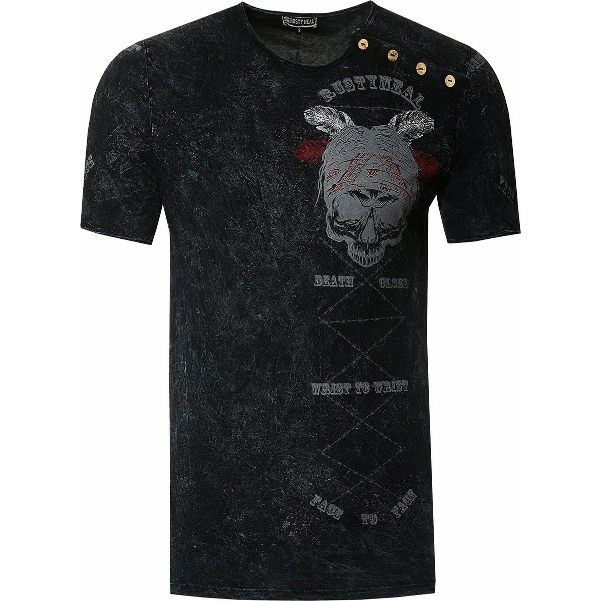 Verwaschenes T-Shirt mit Grafikdruck und Rundhalsausschnitt