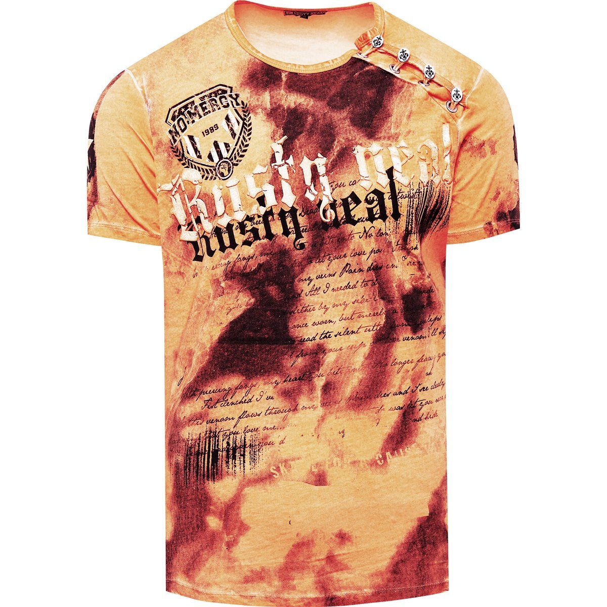 Baumwoll T-Shirt mit Distressed Grafikprint