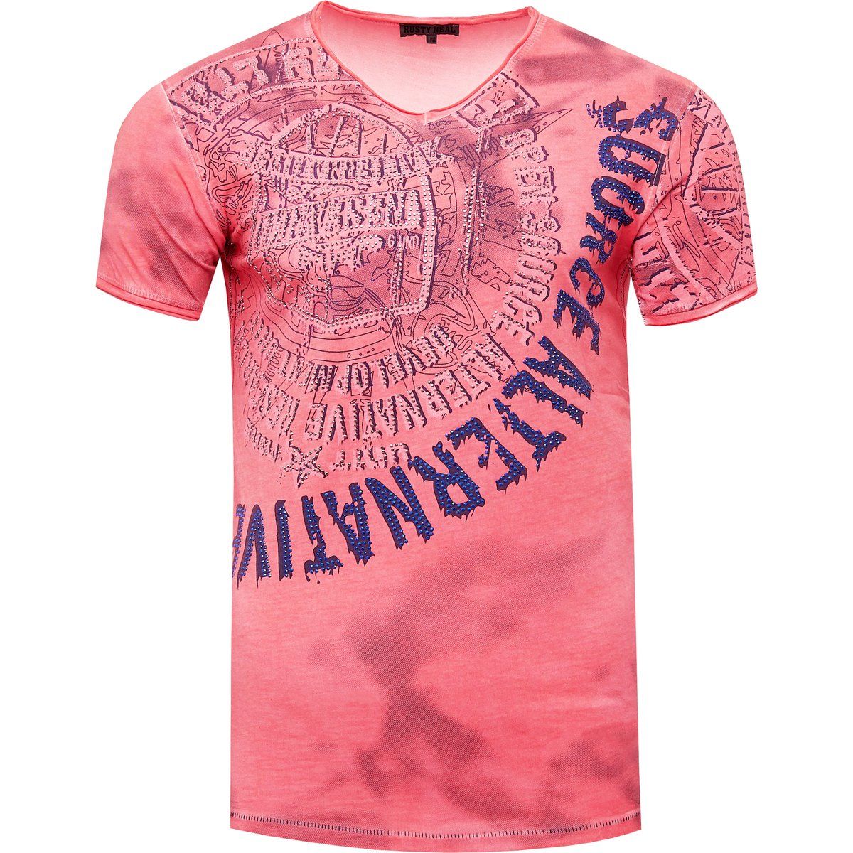T-Shirt mit Grafikdruck und V-Ausschnitt