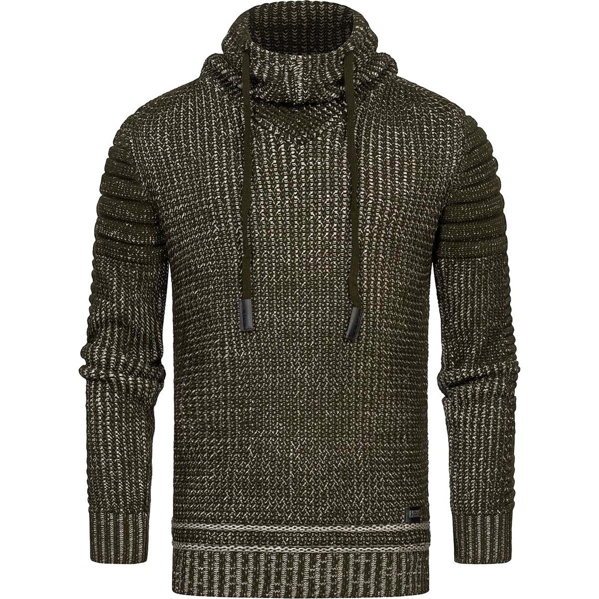 Strick-Biker-Pullover mit Stehkragen