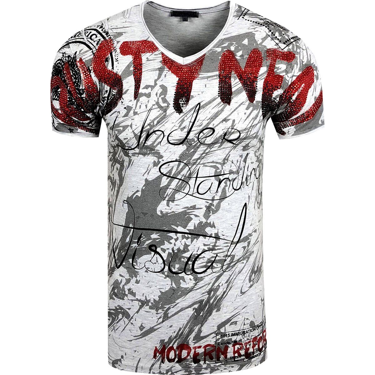 V-Ausschnitt T-Shirt mit Grafikprint