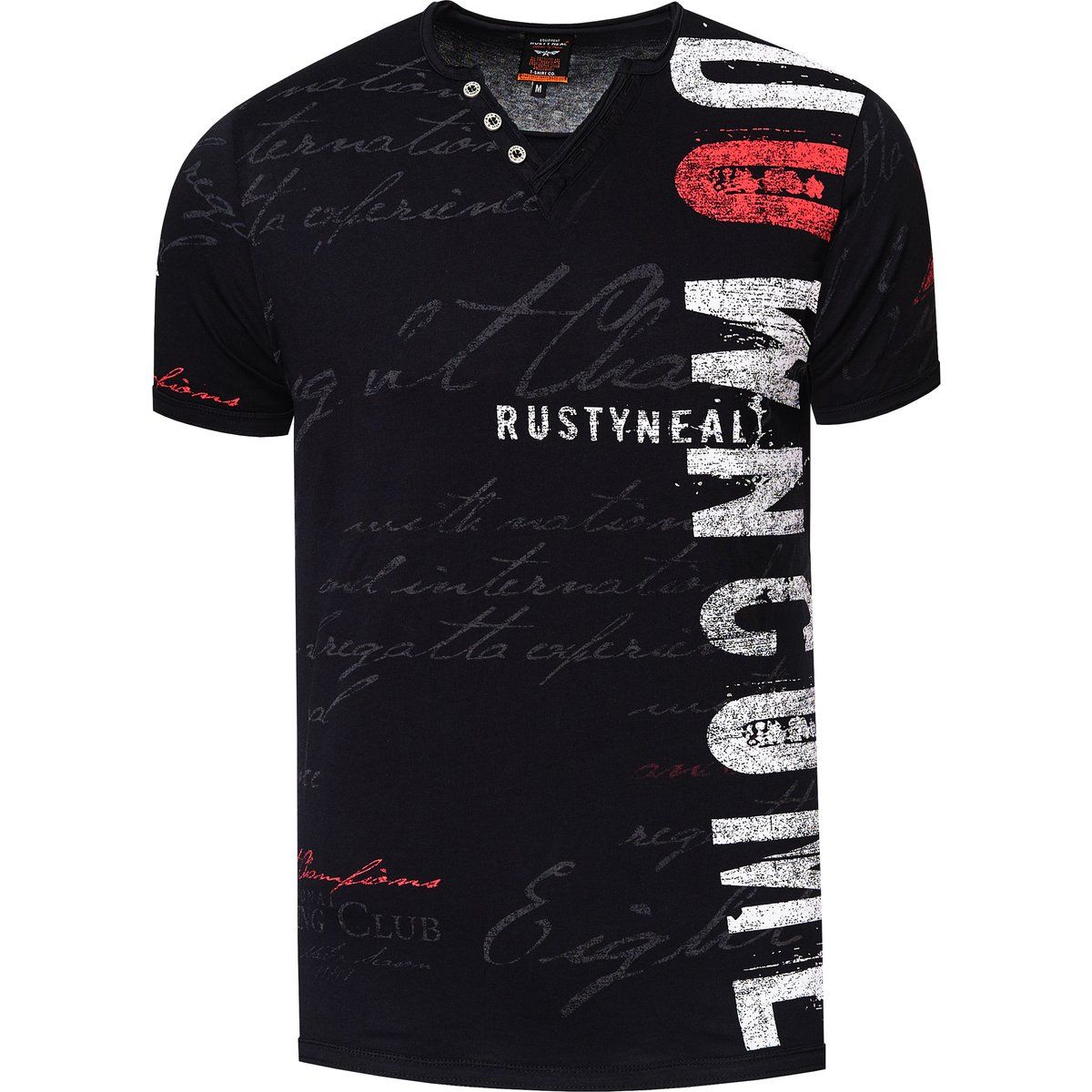 V-Shirt mit Grafik-Schriftzug