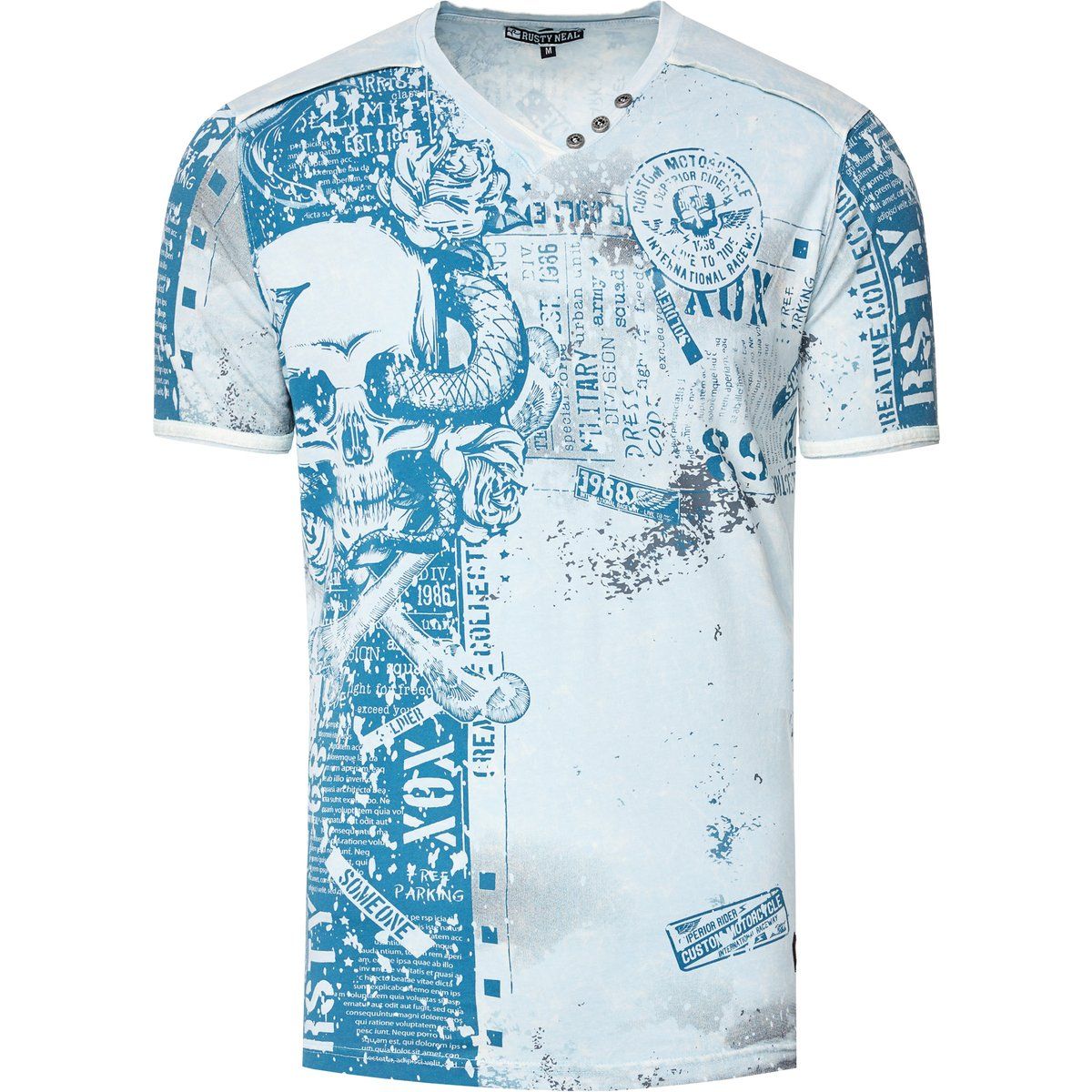 T-Shirt mit Totenkopf- und Schlangen-Grafikdruck