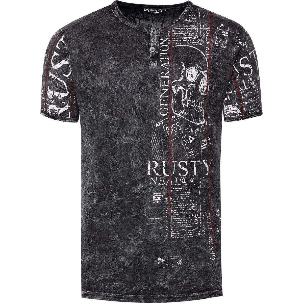 T-Shirt mit Knopfleiste und Grafikdruck