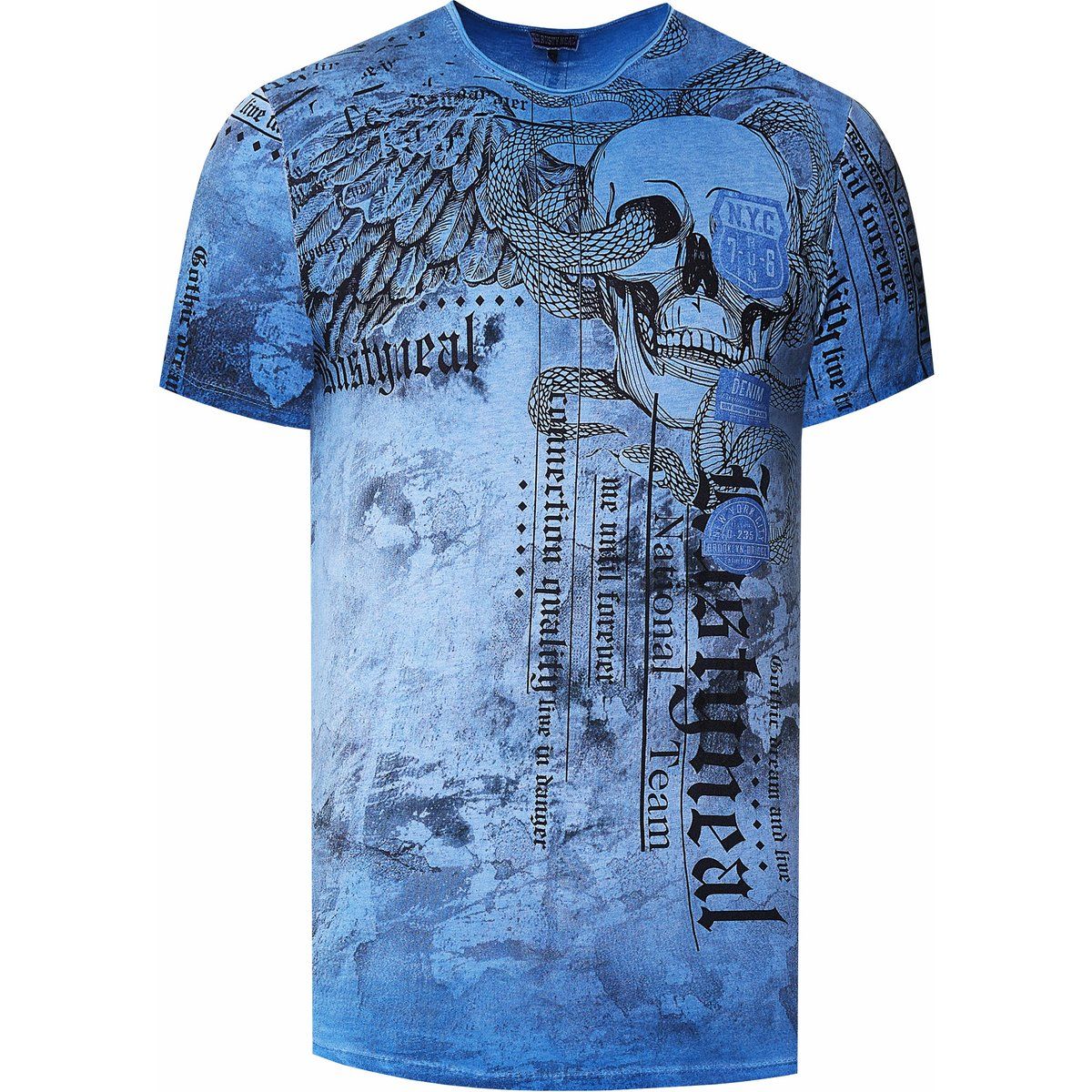 T-Shirt mit Grafikprint und Biker-Waschung