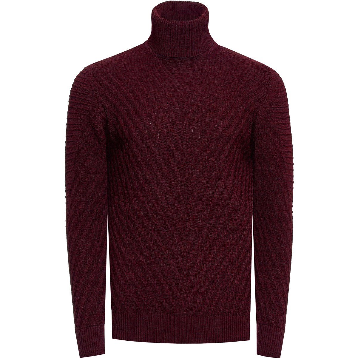 Herren Feinstrick Rollkragenpullover mit V-Muster