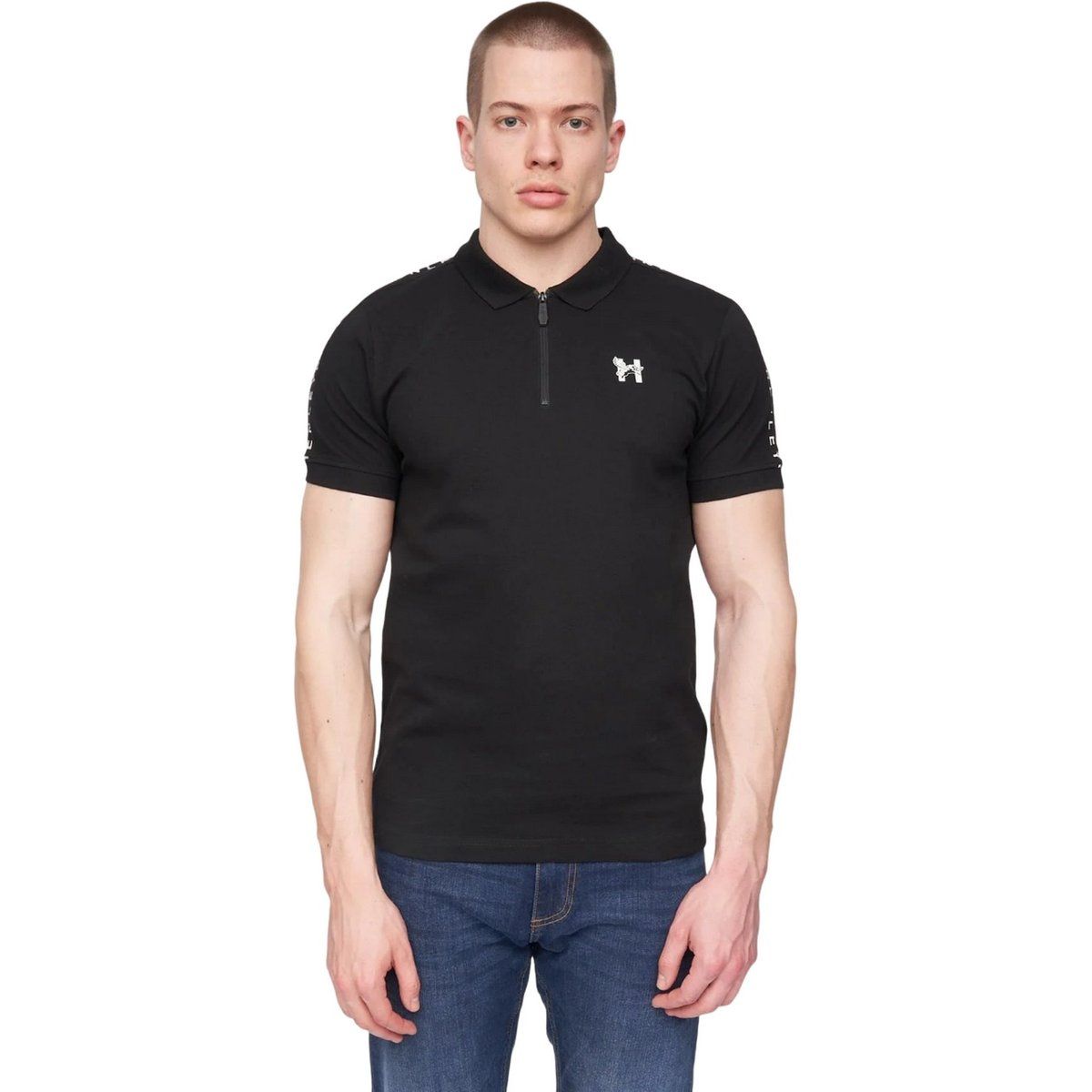 Herren Schwarzes Piqué-Poloshirt