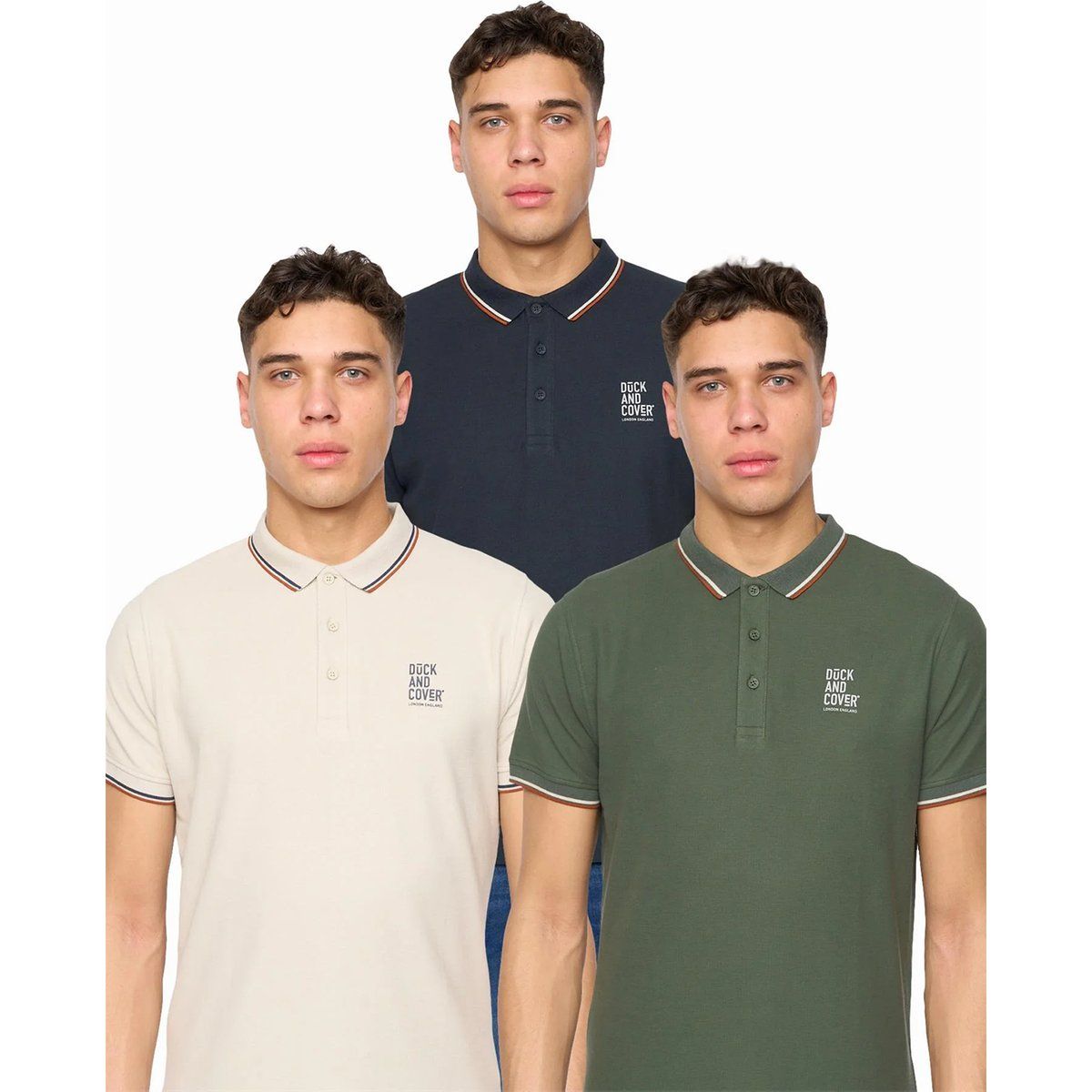 Duck and Cover - "Melports" Poloshirt für Herren(3er-Pack) (Bunt)