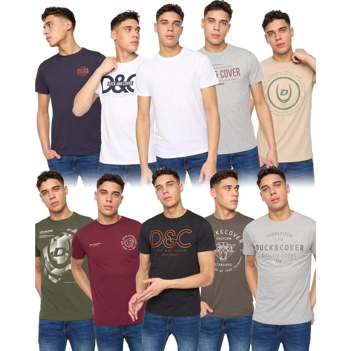 Duck and Cover - "Cheymore & Corsure" T-Shirt für Herren(10er-Pack) (Bunt)