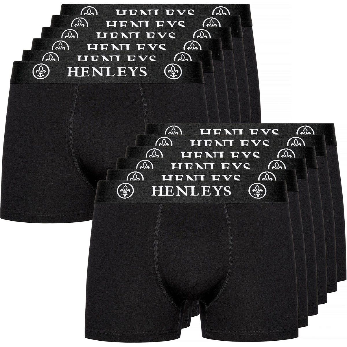 Henleys - "McBlacken" Boxershorts für Herren(12er-Pack) (Schwarz)