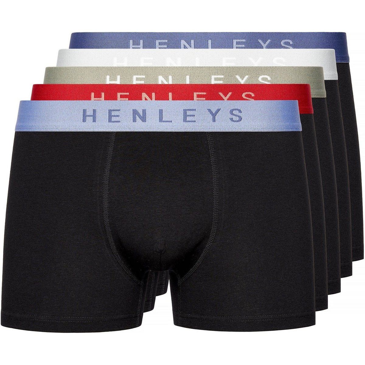 Henleys - "Blackiris" Boxershorts für Herren(5er-Pack) (Schwarz)