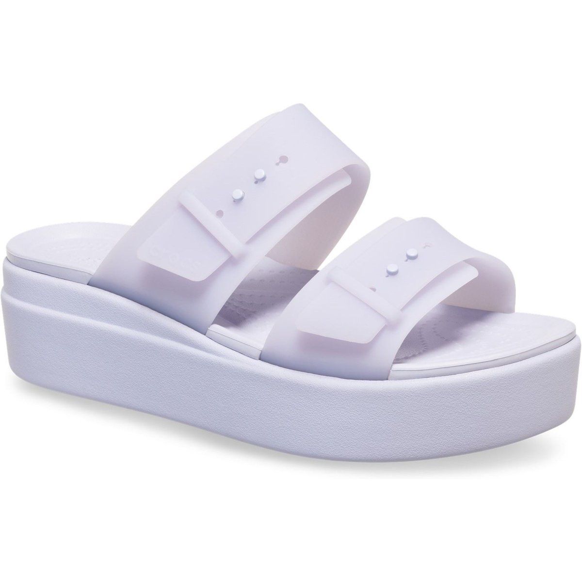 Crocs Brooklyn Buckle Low Wedge Damen Sandalen Lila Mond