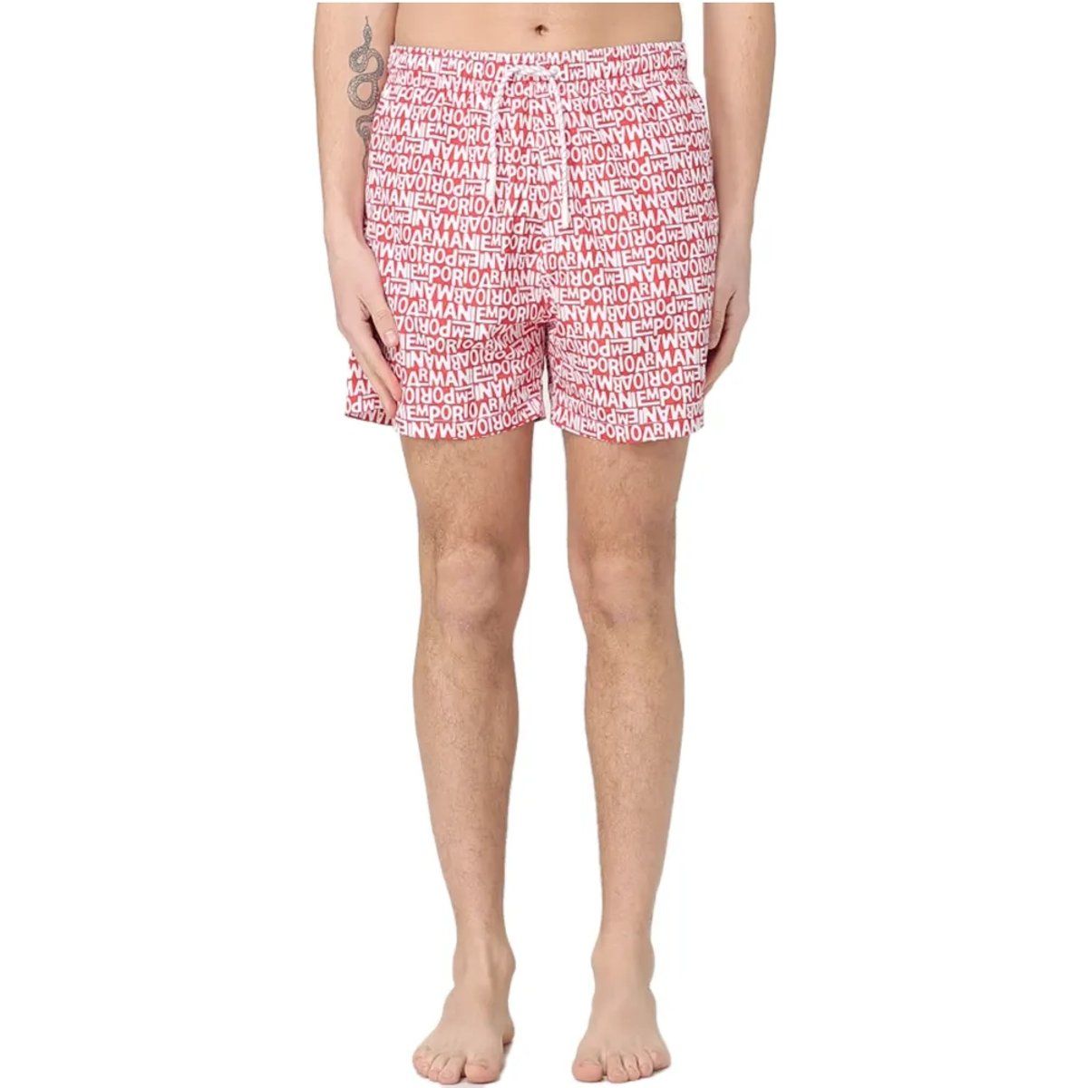 Herren Badeshorts mit rotem Logoprint