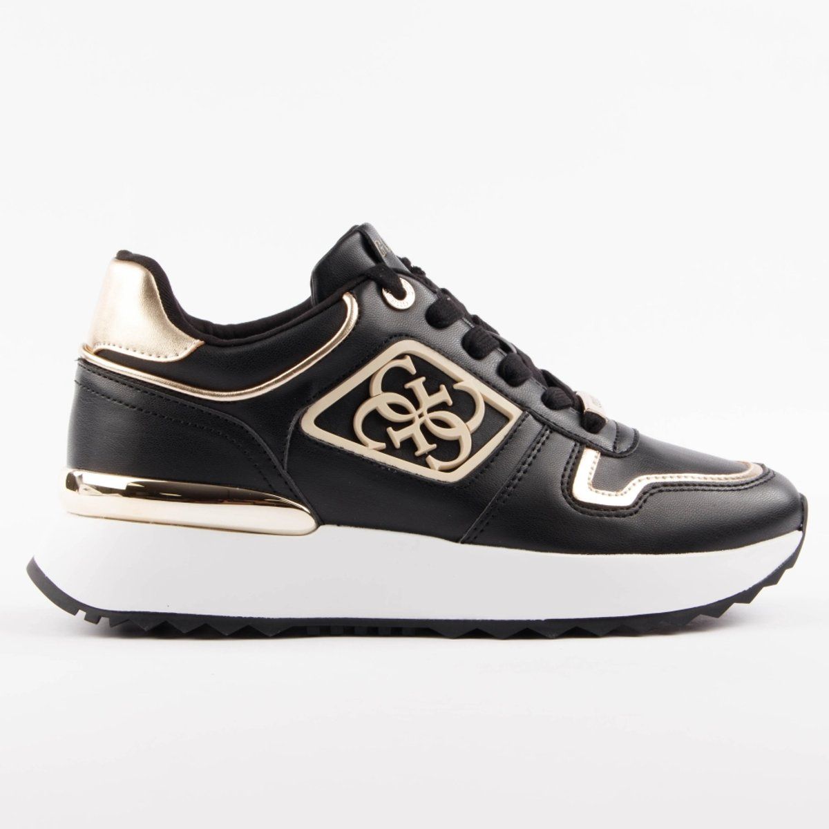 Schwarze Plateau-Sneakers mit Logo