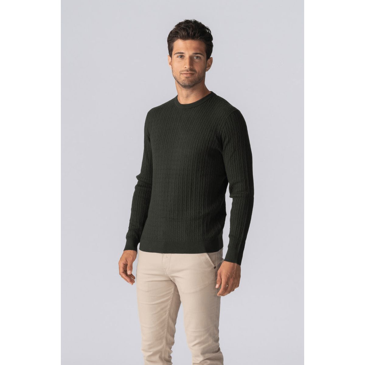 Herren Strickpullover mit Zopfmuster