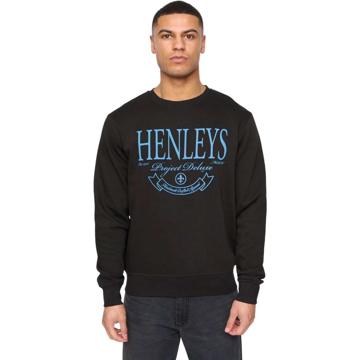 Henleys - "Henbank" Sweatshirt Rundhalsausschnitt für Herren (Schwarz)