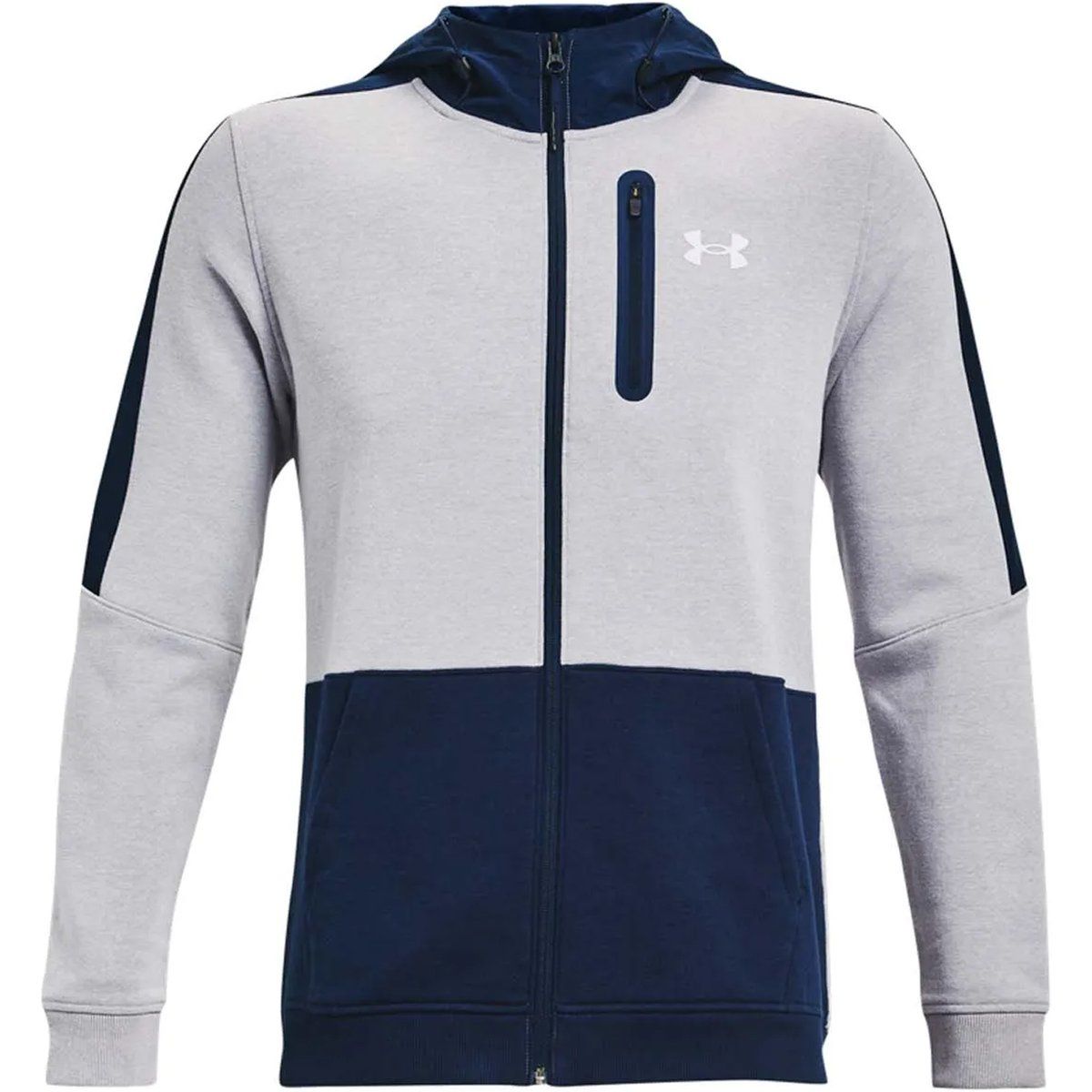 Zweifarbiger Kapuzenpullover mit Reißverschluss und Logo