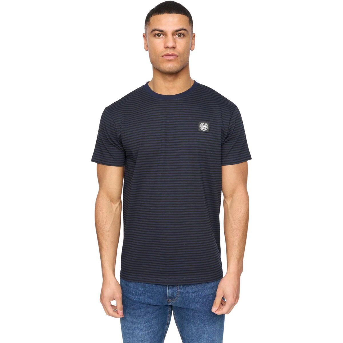 Herren Gestreiftes Baumwoll-T-Shirt mit normaler Passform