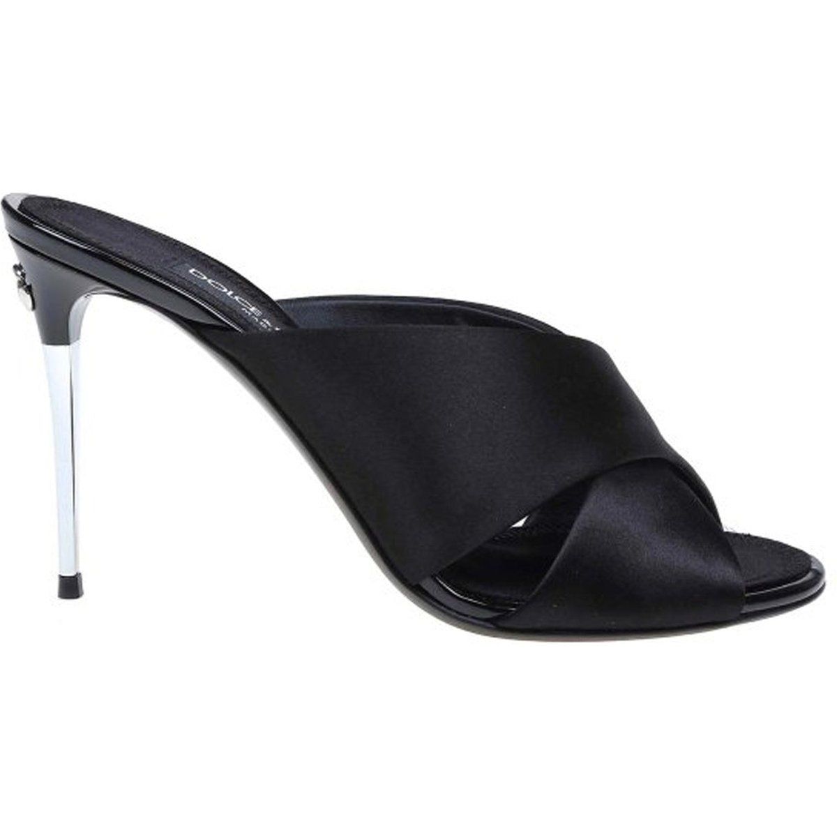 Elegante Satin-Pantoletten mit überkreuzten Riemen