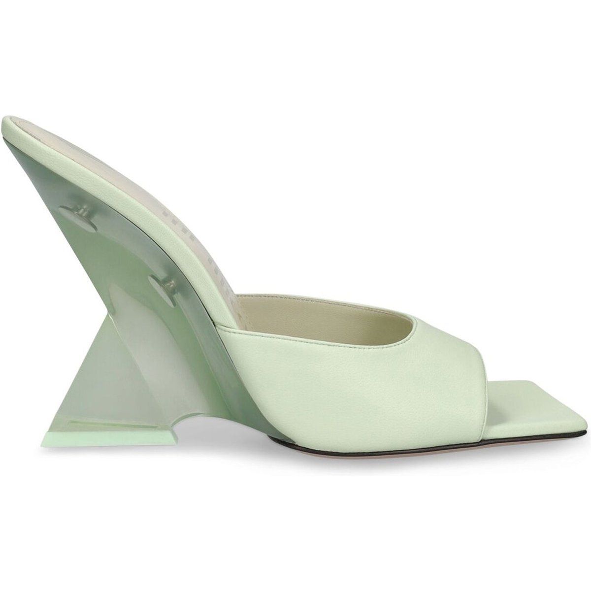 Mintfarbene Leder Sandale mit Keilabsatz