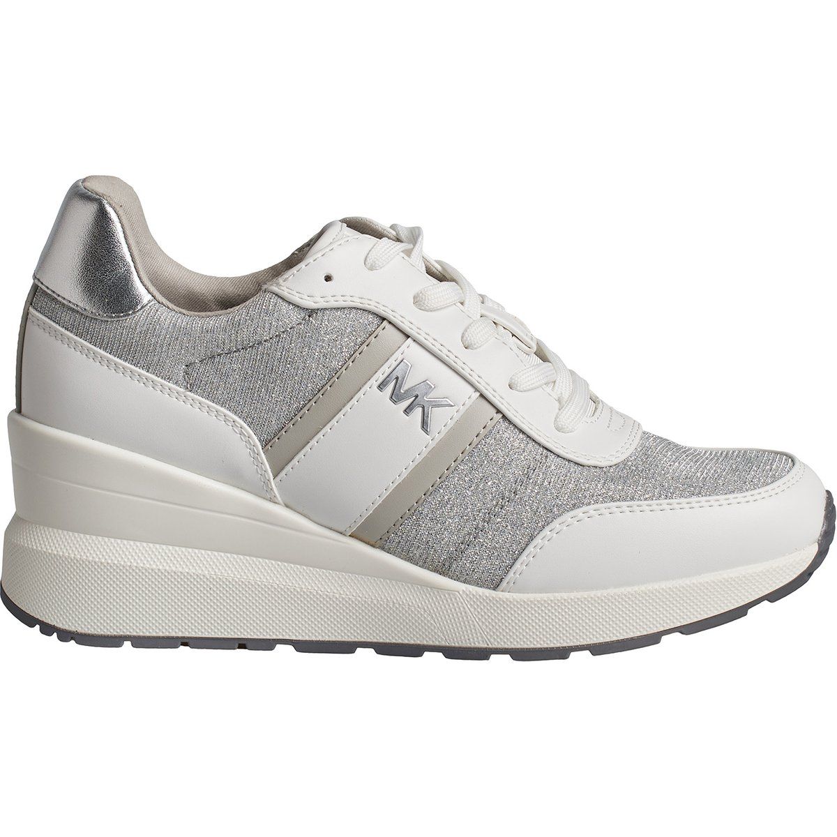 Keilabsatz-Sneakers aus Leder und Mesh