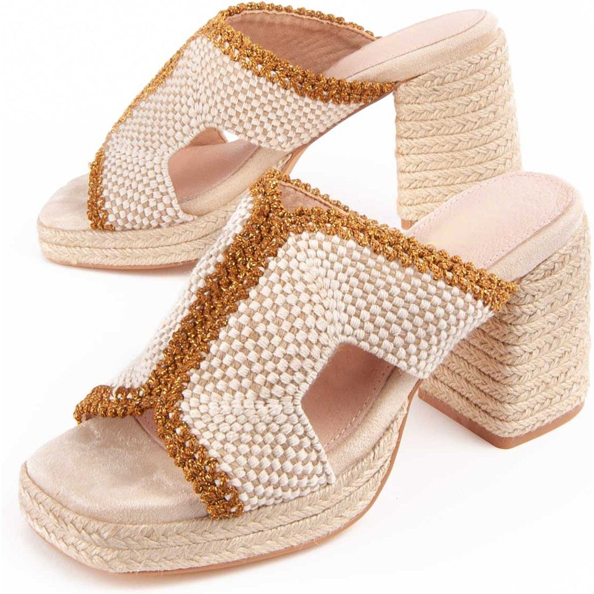 Espadrille Pantoletten mit gewebten Riemen