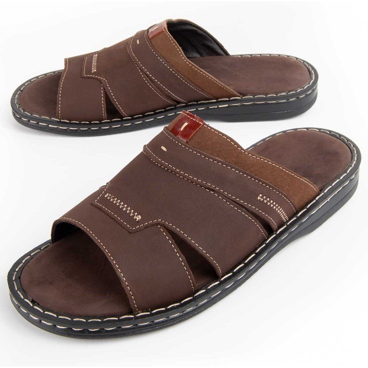 Herren Pantolette aus braunem Leder