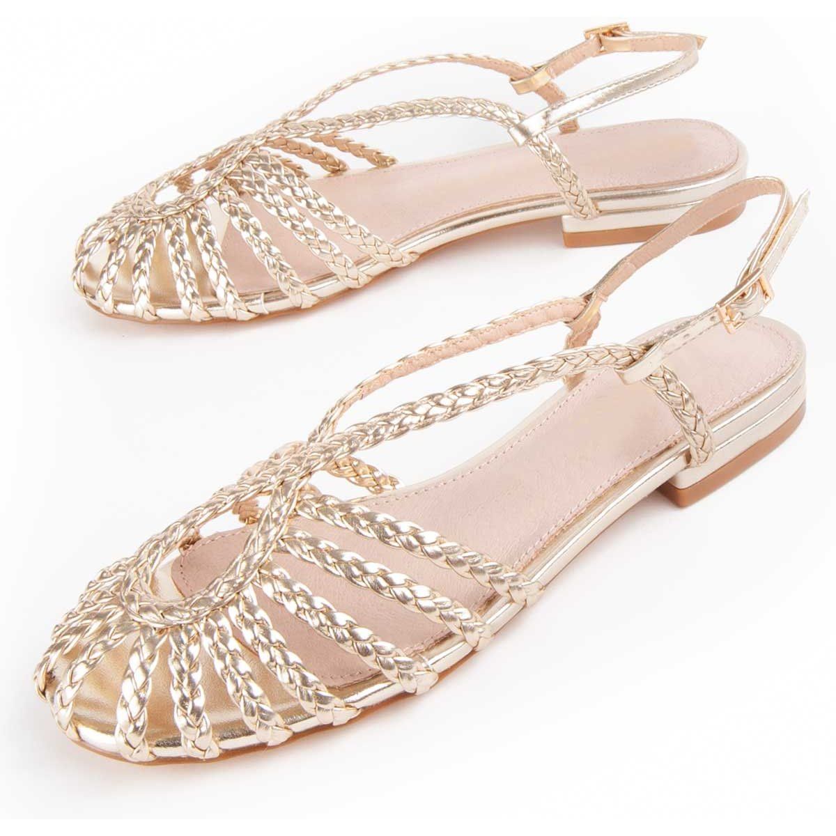 Slingback-Sandalen mit geflochtenen Riemchen