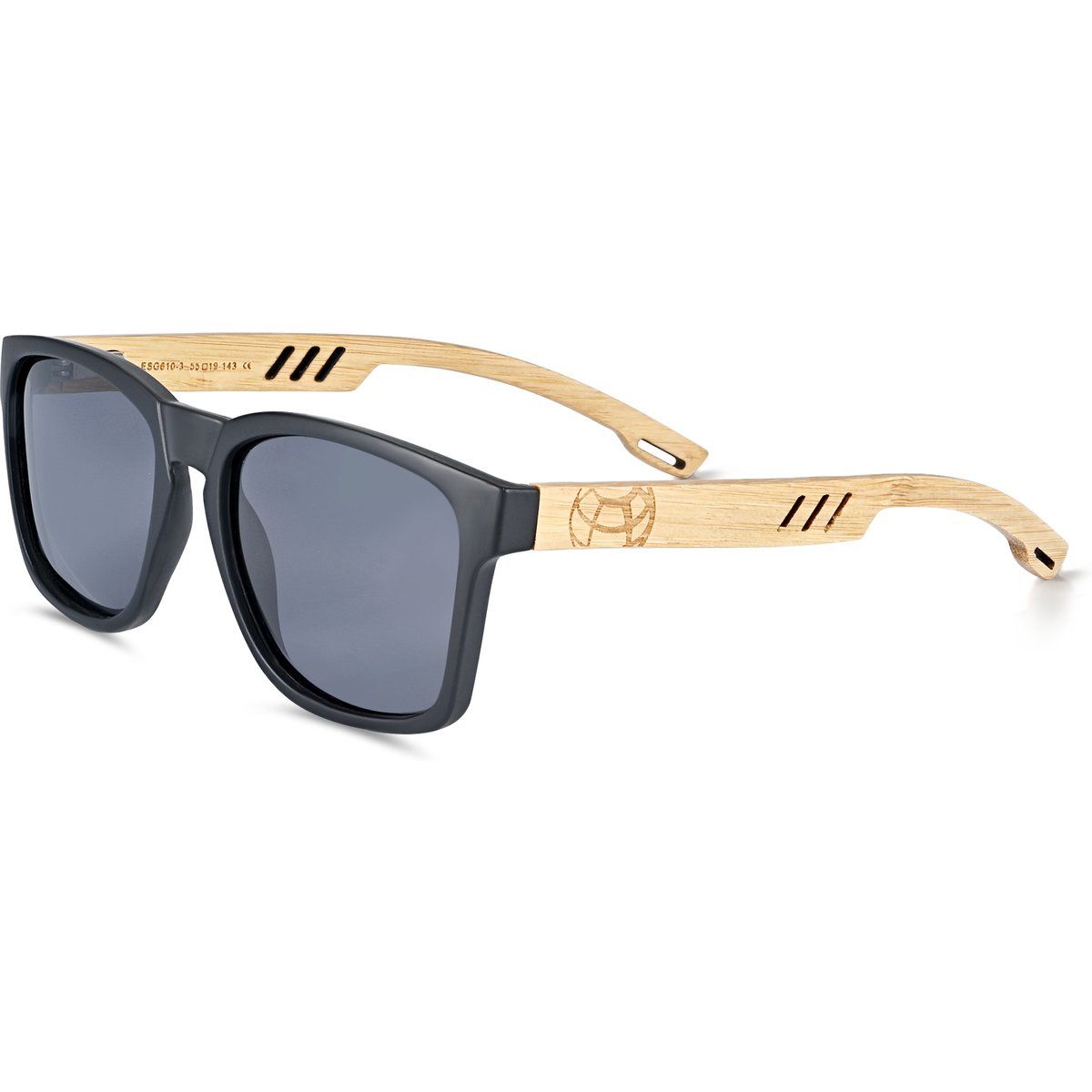 Eckige Sonnenbrille mit Bambusbügeln
