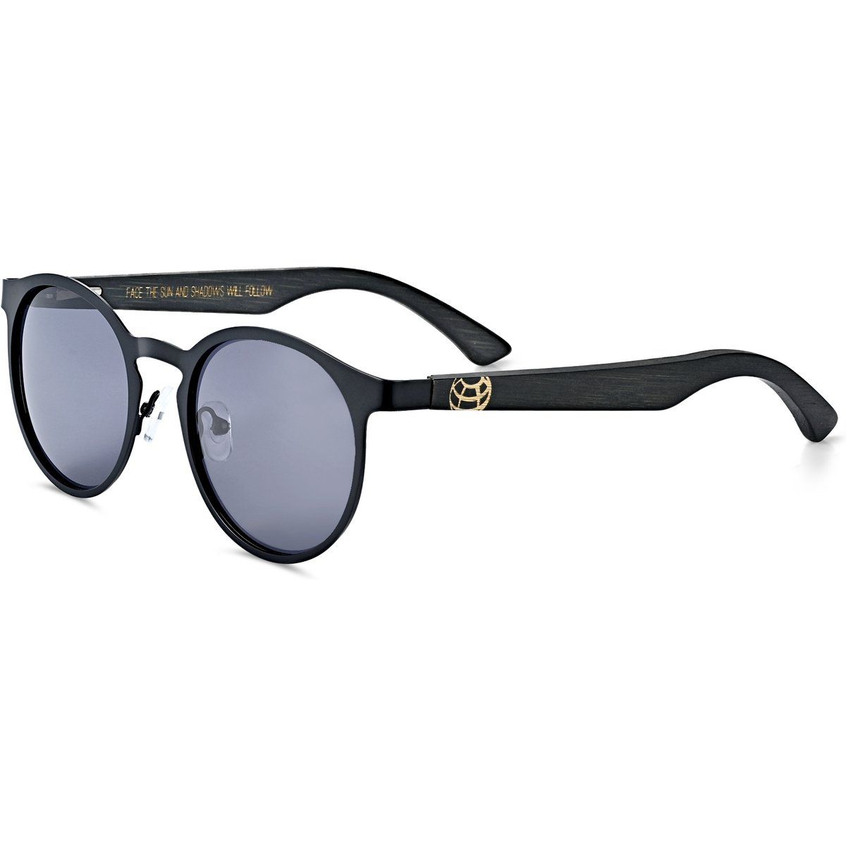 Runde Metall- und Holzsonnenbrille