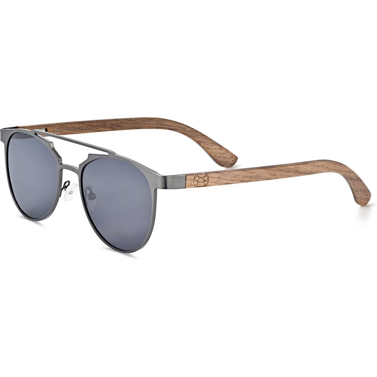 Sonnenbrille mit Metallrahmen und Holz Bügeln