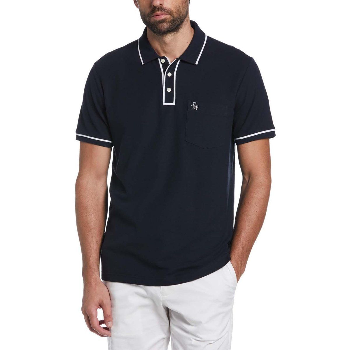 Klassisches Piqué-Poloshirt mit Kontrastsaum