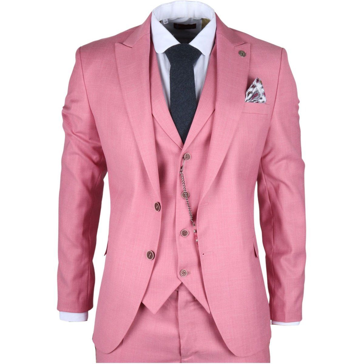 Herren 3-teiliges rosa Anzug-Set