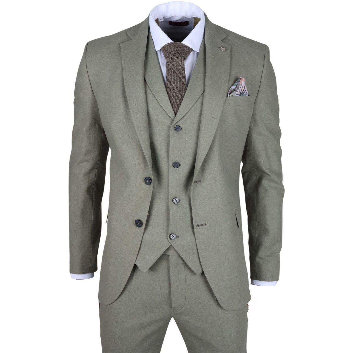 Salbei Tailored Fit 3-teiliger Anzug