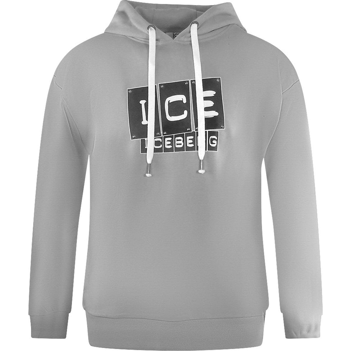 Grauer Kapuzenpullover mit Blocklogo
