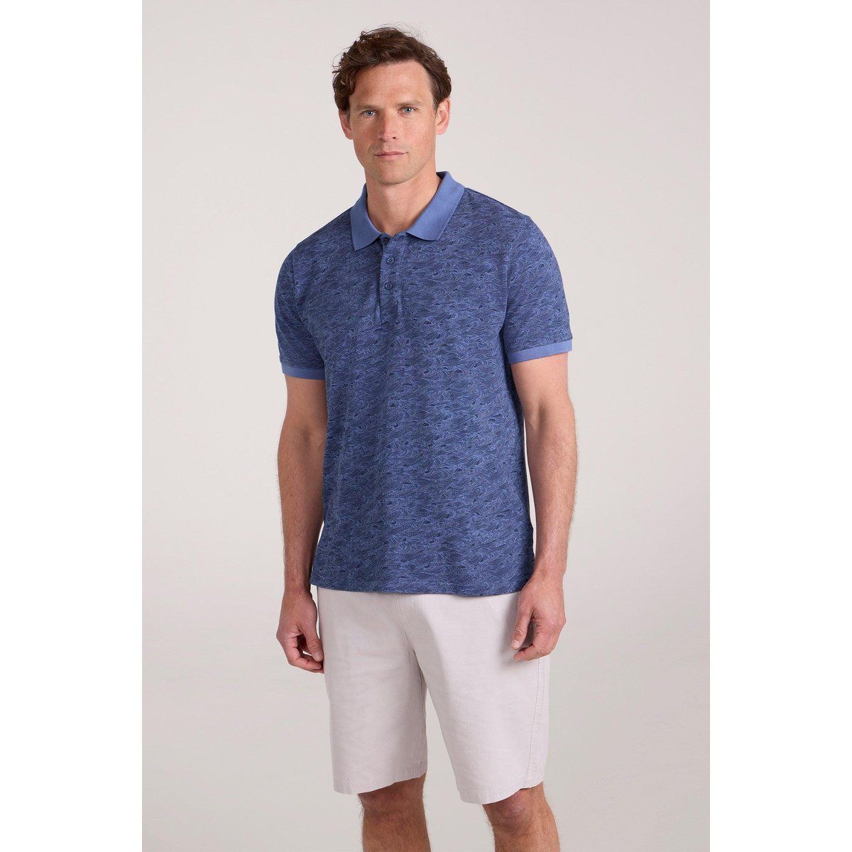 Herren Piqué Baumwoll Poloshirt mit Struktur