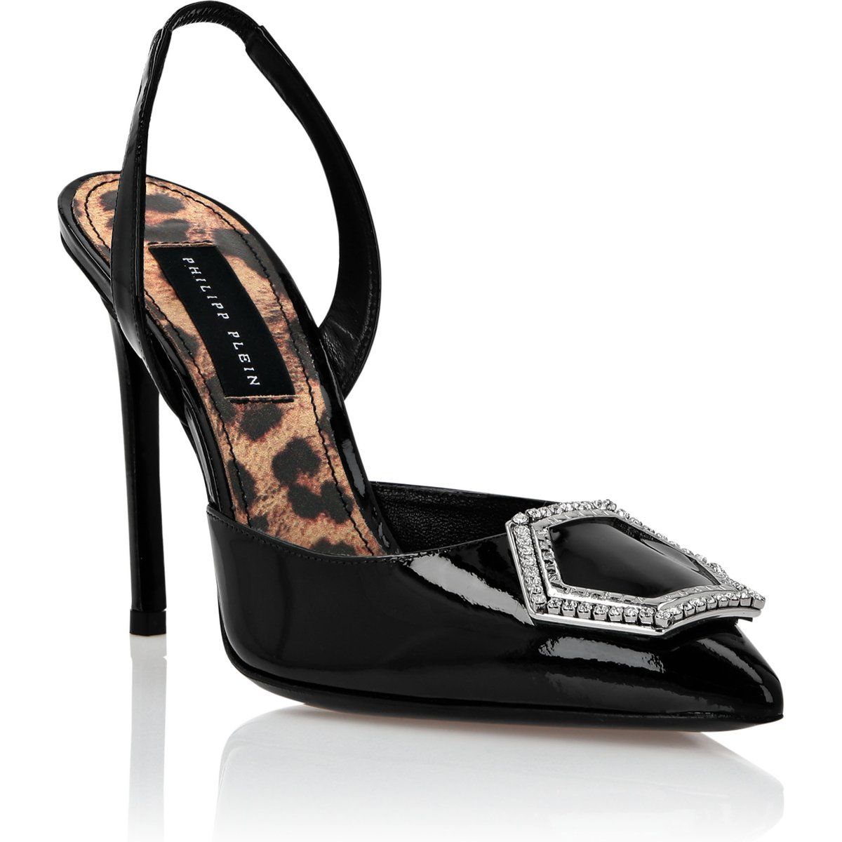 Schwarze Slingback-Pumps aus Lackleder