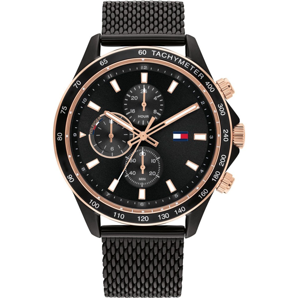 Klassische schwarze Multifunktions-Chronographenuhr